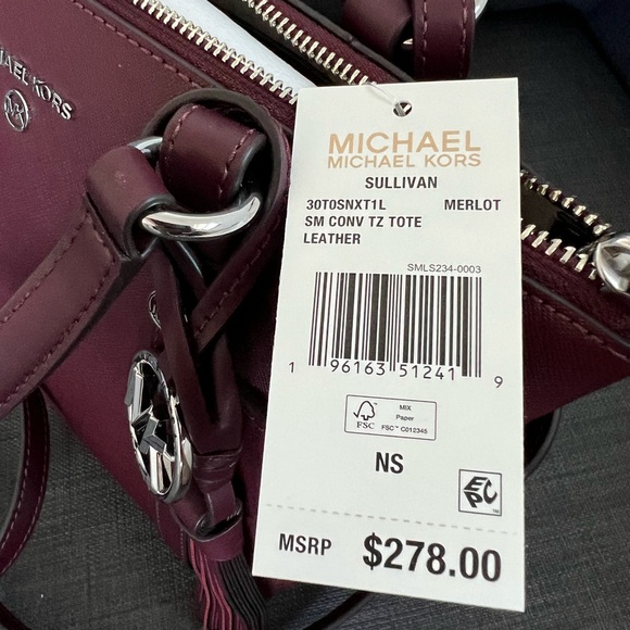 NWT MICHAEL KORS SULLIVAN SMALL CONVERTIBLE TOP ZIP LEATHER TOTE - Picture 6 of 11